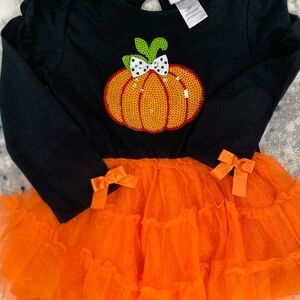 Little Lass Black and Orange Pumpkin Tutu Costume